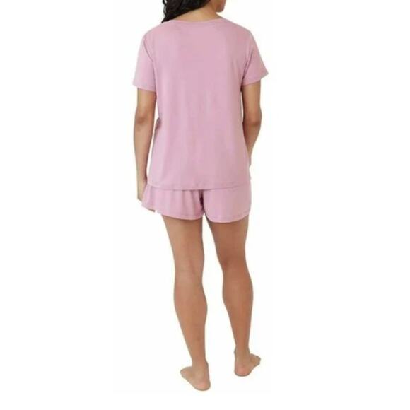 Eddie Bauer Pink Tea Rose V Neck Pajama Set Medium - Picture 2 of 5